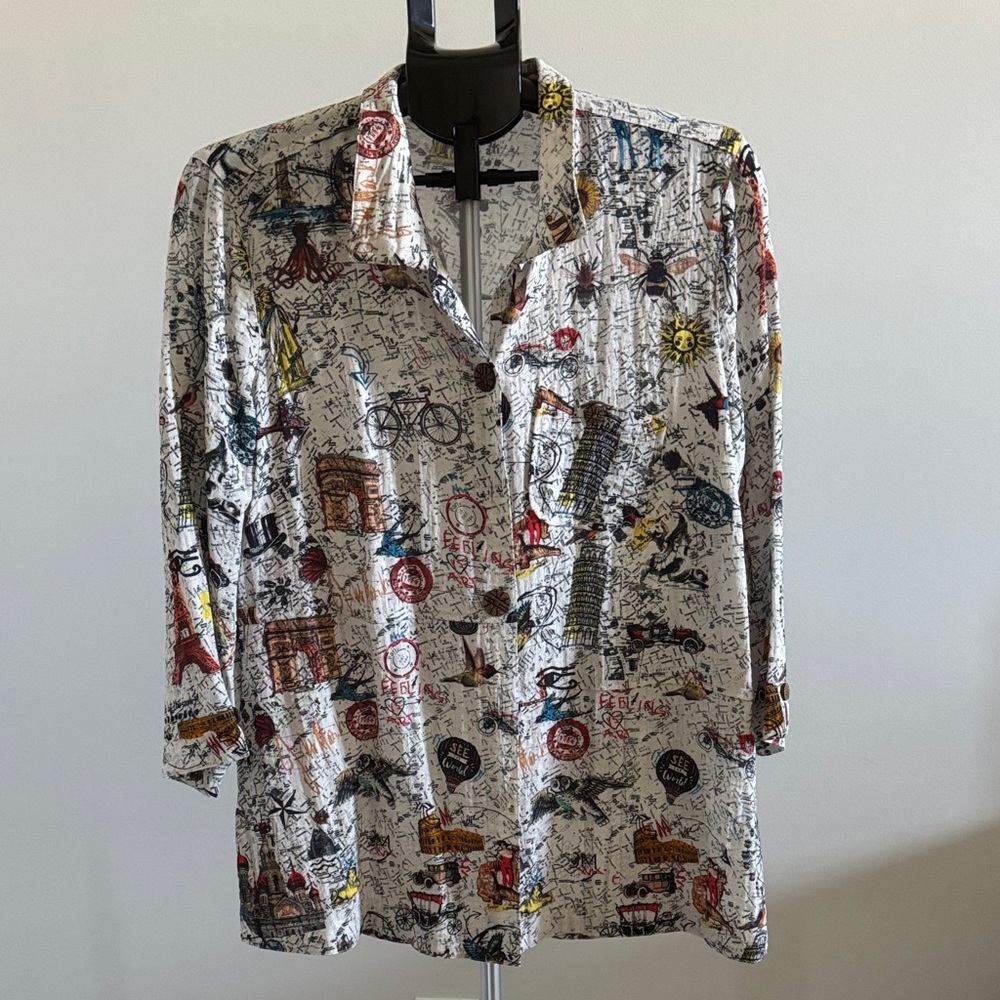 John Mark Multicolor Graphic Blouse Size M